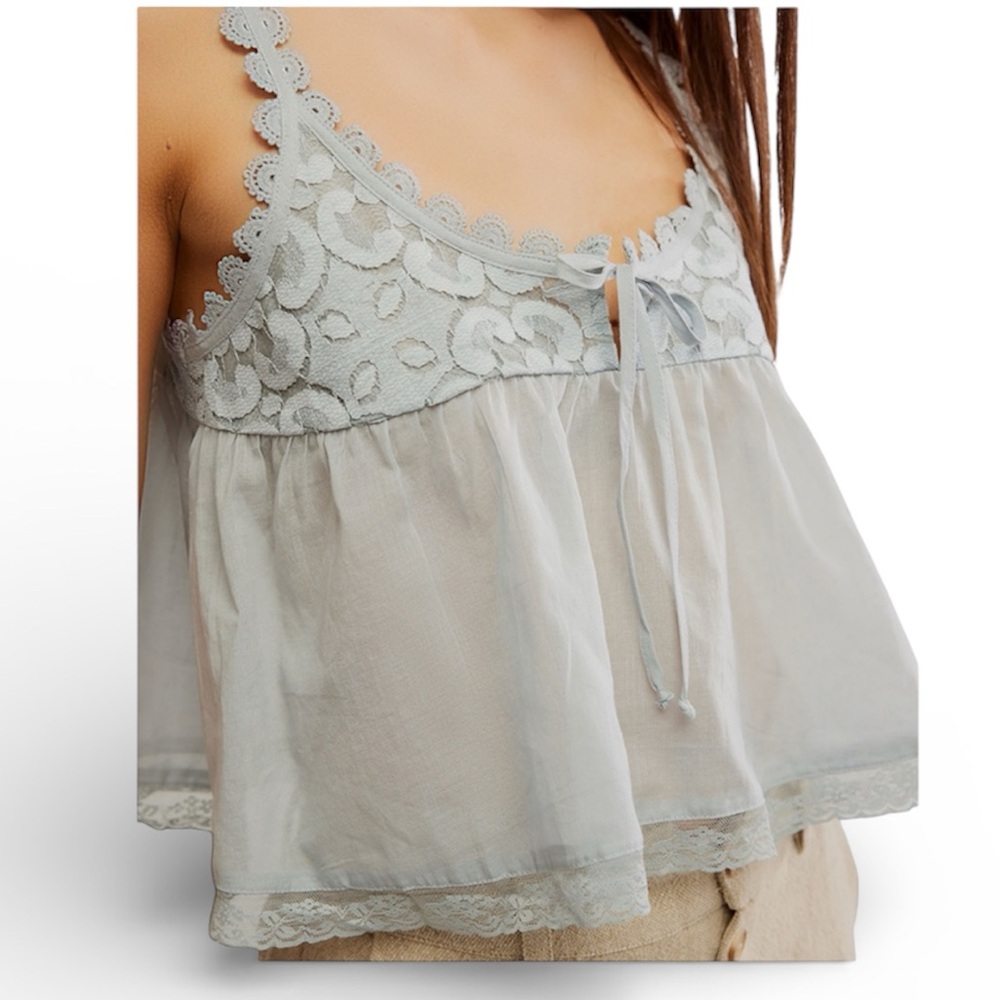 Free People Women's‎ Stevie Lace-Trim Sleeveless Tank Top, Size LARGE - Picture 8 of 13